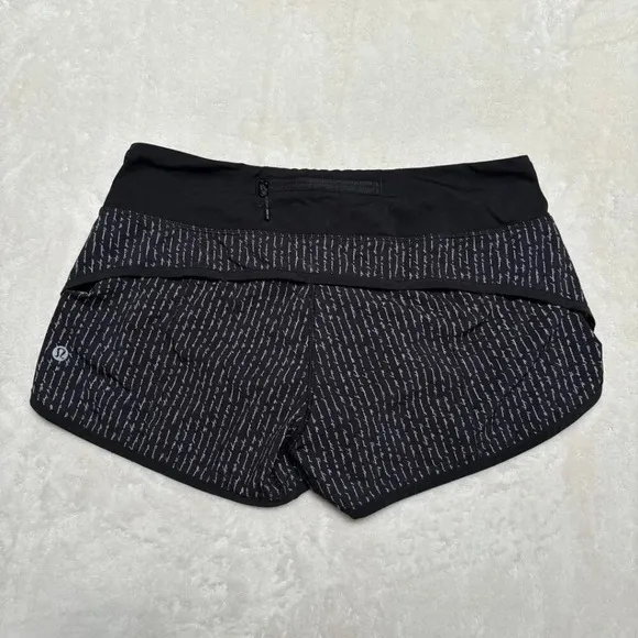 Lululemon Womens Speed Shorts Size 6 Manifesto Pinstripe Black White Rare