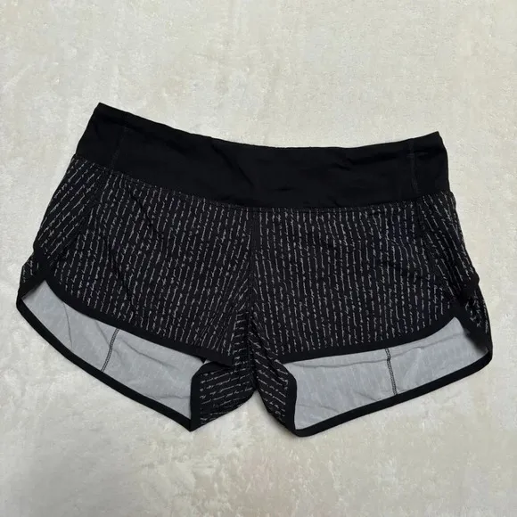 Lululemon Womens Speed Shorts Size 6 Manifesto Pinstripe Black White Rare
