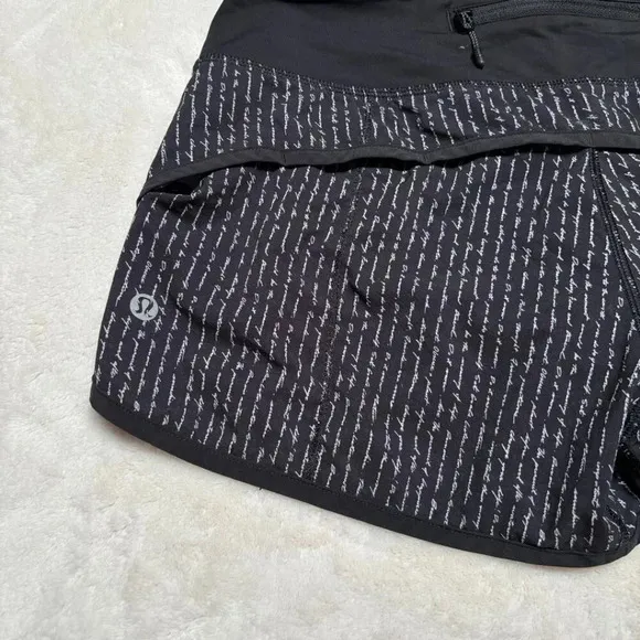 Lululemon Womens Speed Shorts Size 6 Manifesto Pinstripe Black White Rare