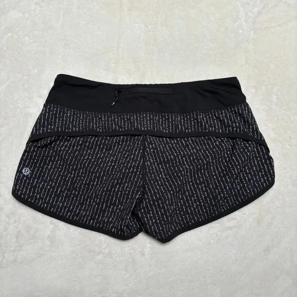 Lululemon Womens Speed Shorts Size 6 Manifesto Pinstripe Black White Rare