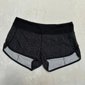 Lululemon Womens Speed Shorts Size 6 Manifesto Pinstripe Black White Rare