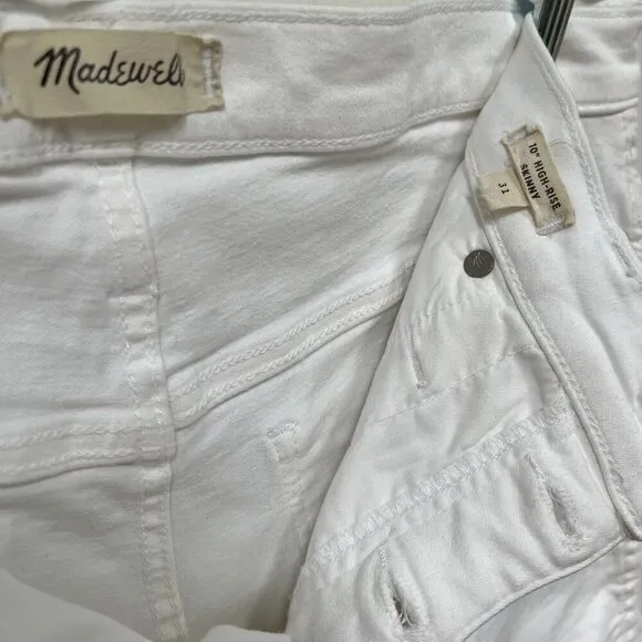 Madewell &quot;10&quot; High-Rise Skinny&quot; Jean in white Size 31