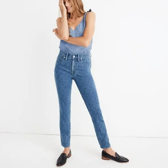 Madewell Slim Straight Jeans: Navy Dot Edition