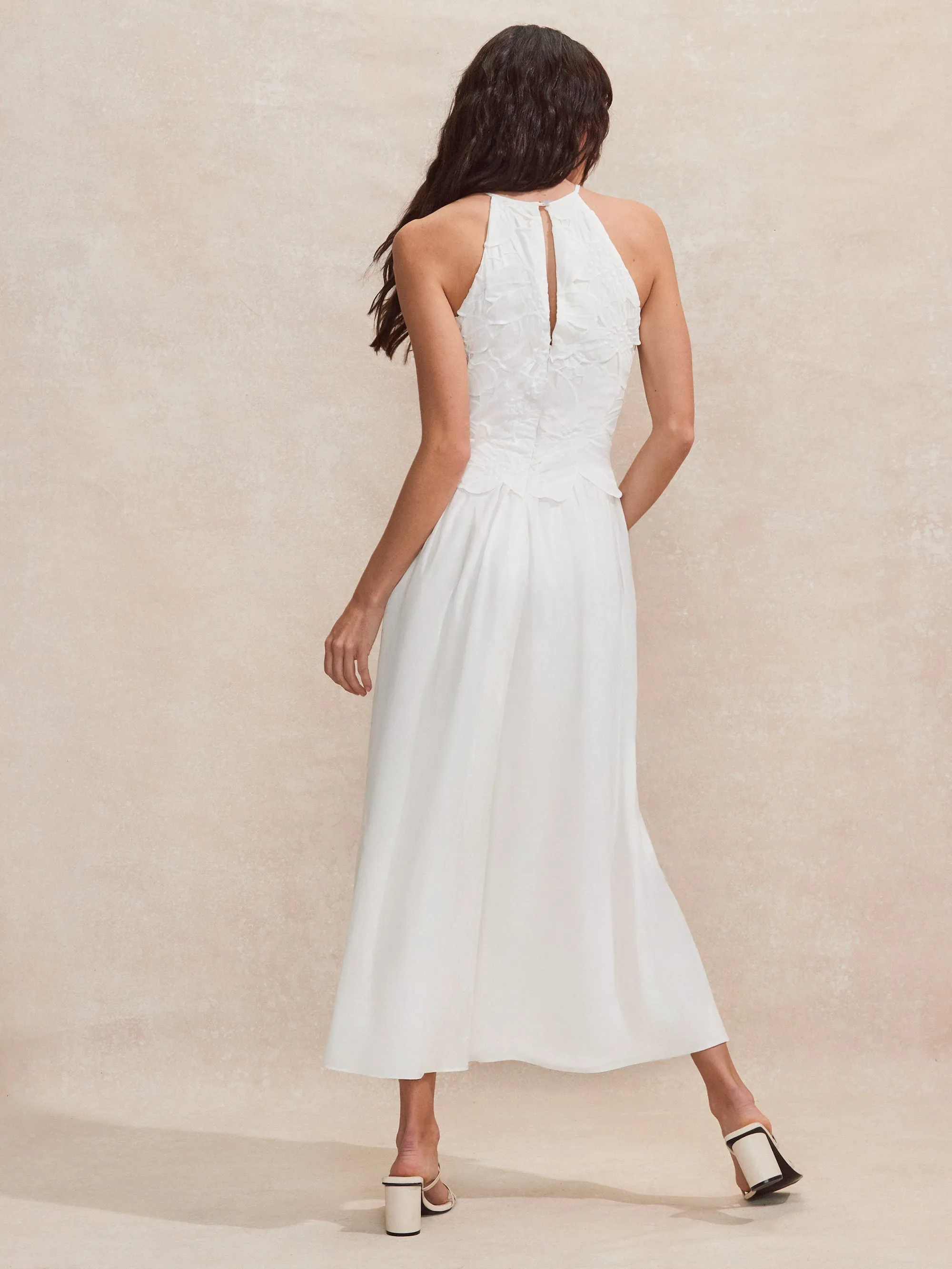 Marina White Floral Cutwork Dress