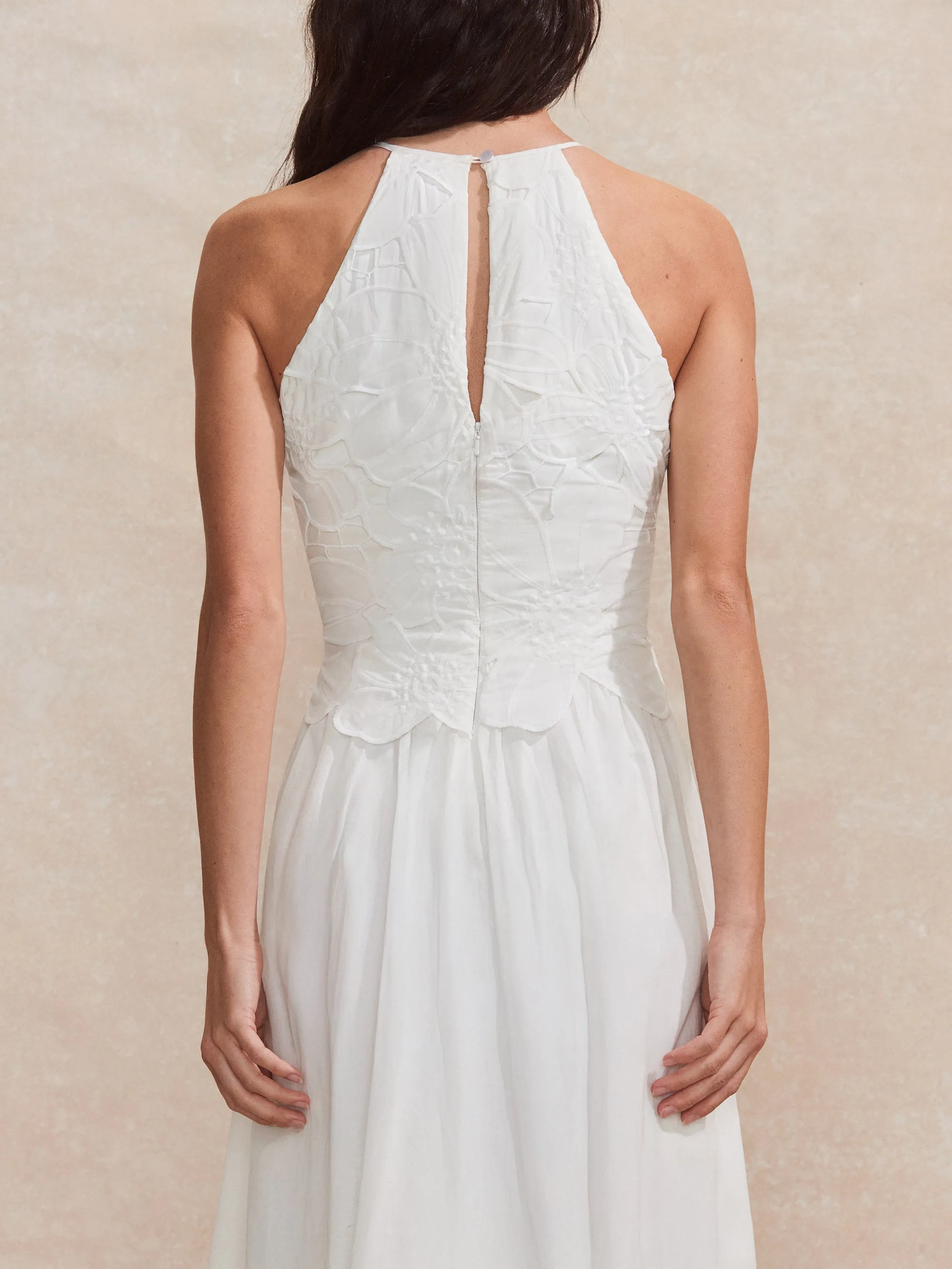 Marina White Floral Cutwork Dress