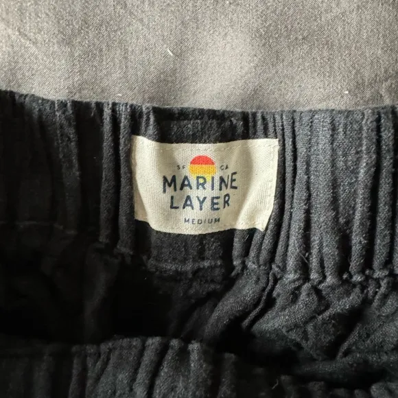Marine Layer high waist charcoal linen paper bag shorts