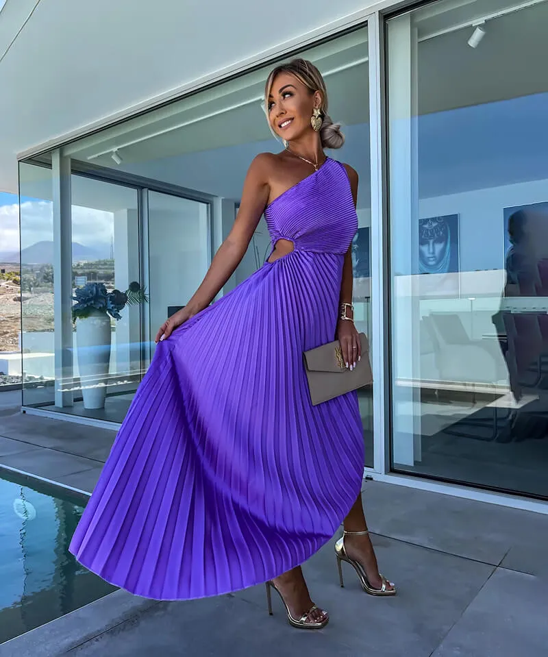 Marjorie - Elegant One Shoulder Midi Dress