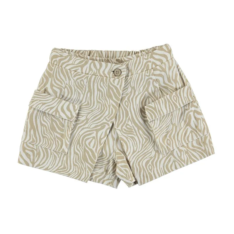 Mayoral Cream & Taupe Safari Skorts