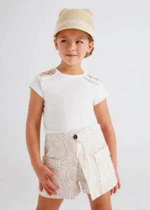 Mayoral Cream & Taupe Safari Skorts