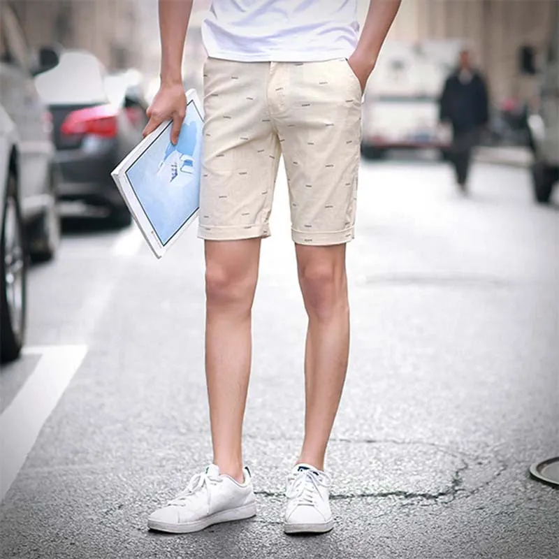 mens shorts print casual Men's shorts fashion cotton shorts homme shorts khaki white green
