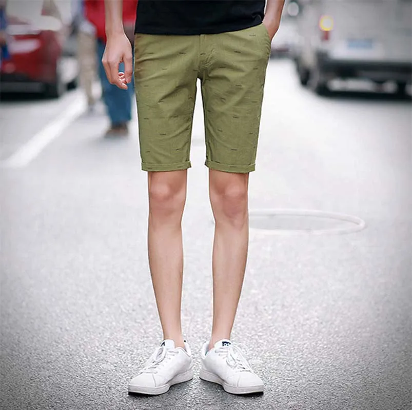 mens shorts print casual Men's shorts fashion cotton shorts homme shorts khaki white green