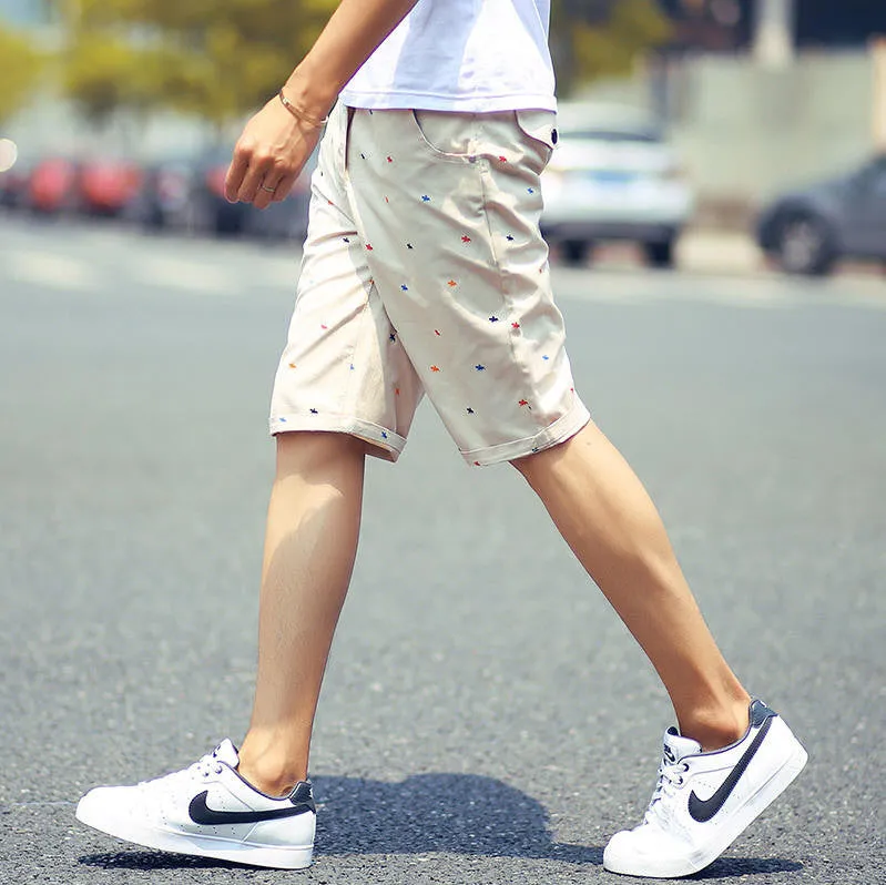 mens shorts print casual Men's shorts fashion cotton shorts homme shorts khaki white green