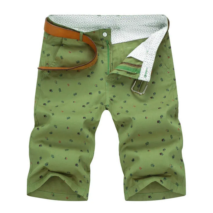 mens shorts print casual Men's shorts fashion cotton shorts homme shorts khaki white green