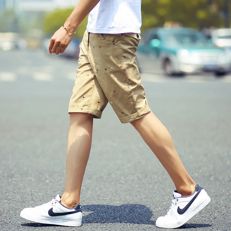 mens shorts print casual Men's shorts fashion cotton shorts homme shorts khaki white green