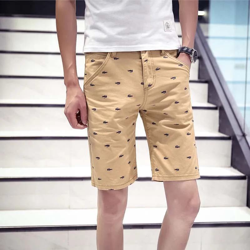 mens shorts print casual Men's shorts fashion cotton shorts homme shorts khaki white green