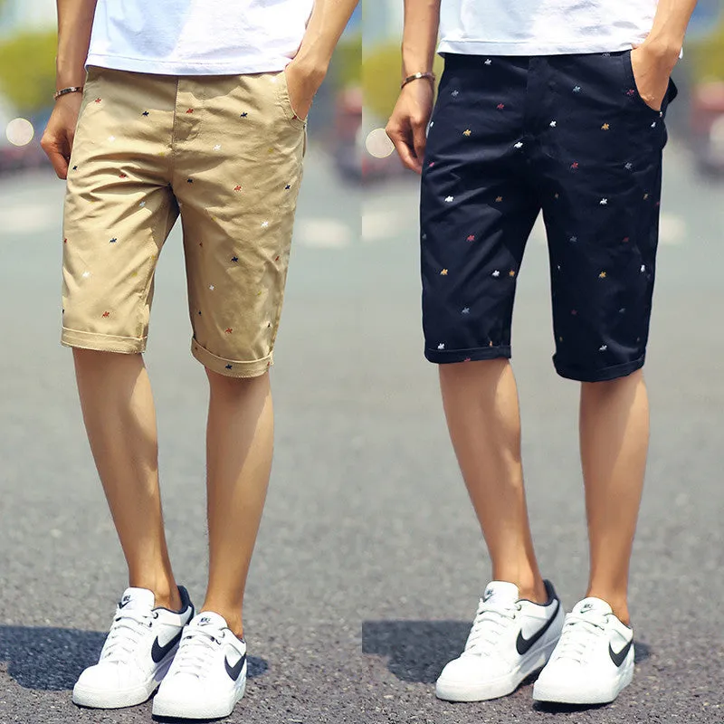 mens shorts print casual Men's shorts fashion cotton shorts homme shorts khaki white green