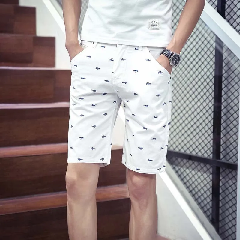 mens shorts print casual Men's shorts fashion cotton shorts homme shorts khaki white green