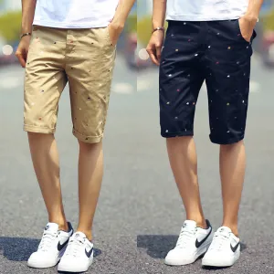 mens shorts print casual Men's shorts fashion cotton shorts homme shorts khaki white green