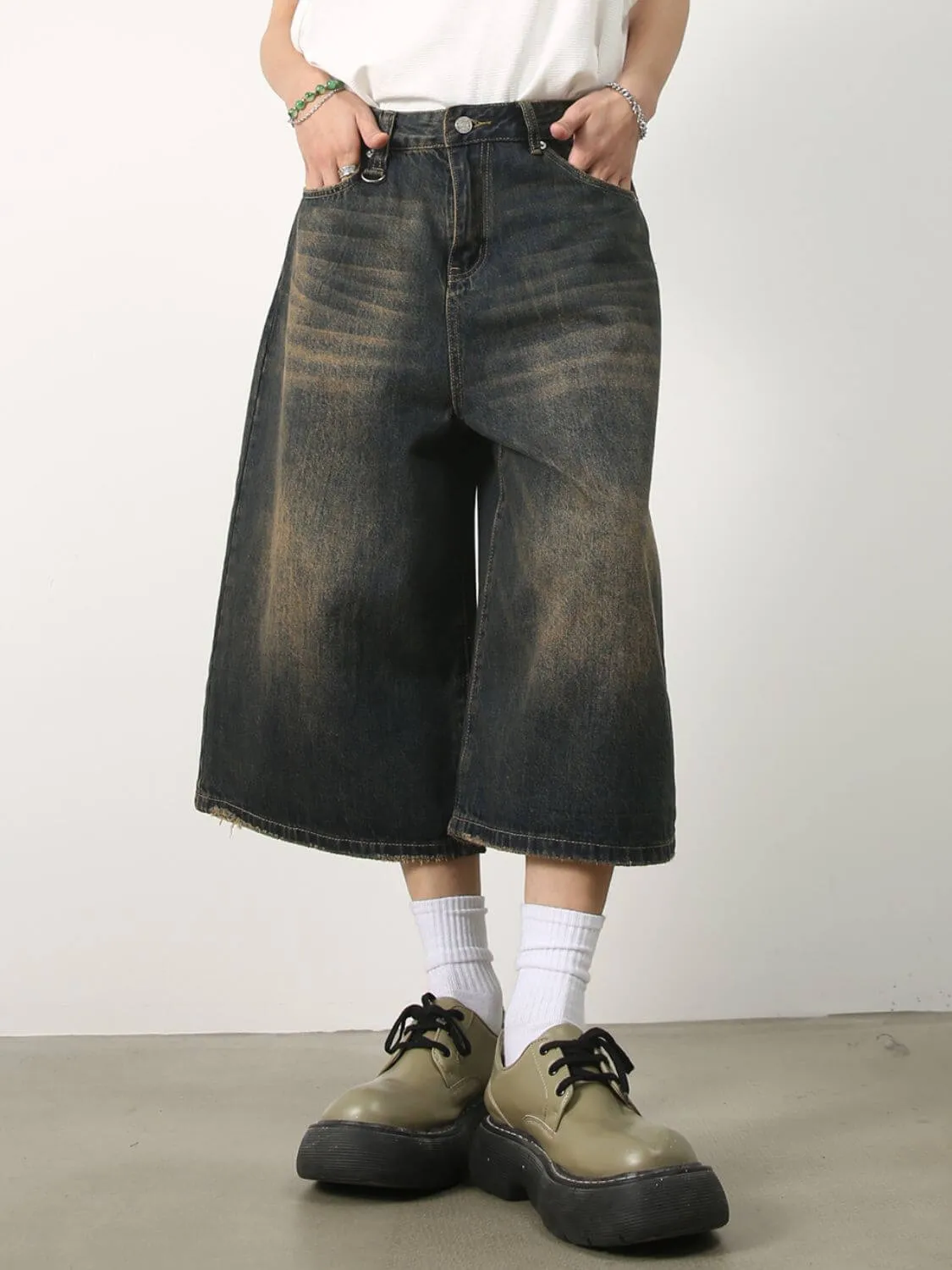 Men’s Wide Leg Denim Shorts – Baggy