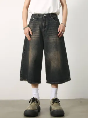 Men’s Wide Leg Denim Shorts – Baggy