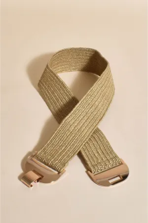 Metal Clasp Front Stretch Belt Natural