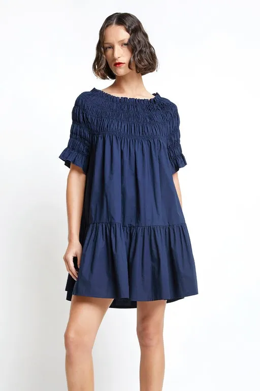 Mini Orestes Organic Cotton Dress Navy