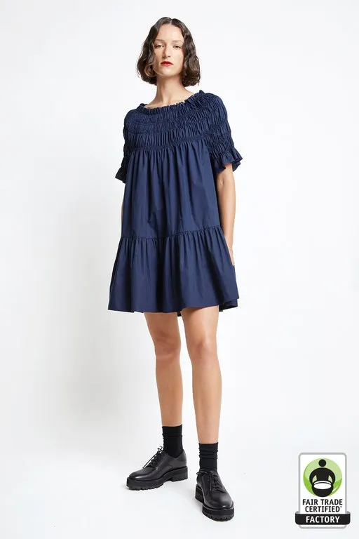 Mini Orestes Organic Cotton Dress Navy