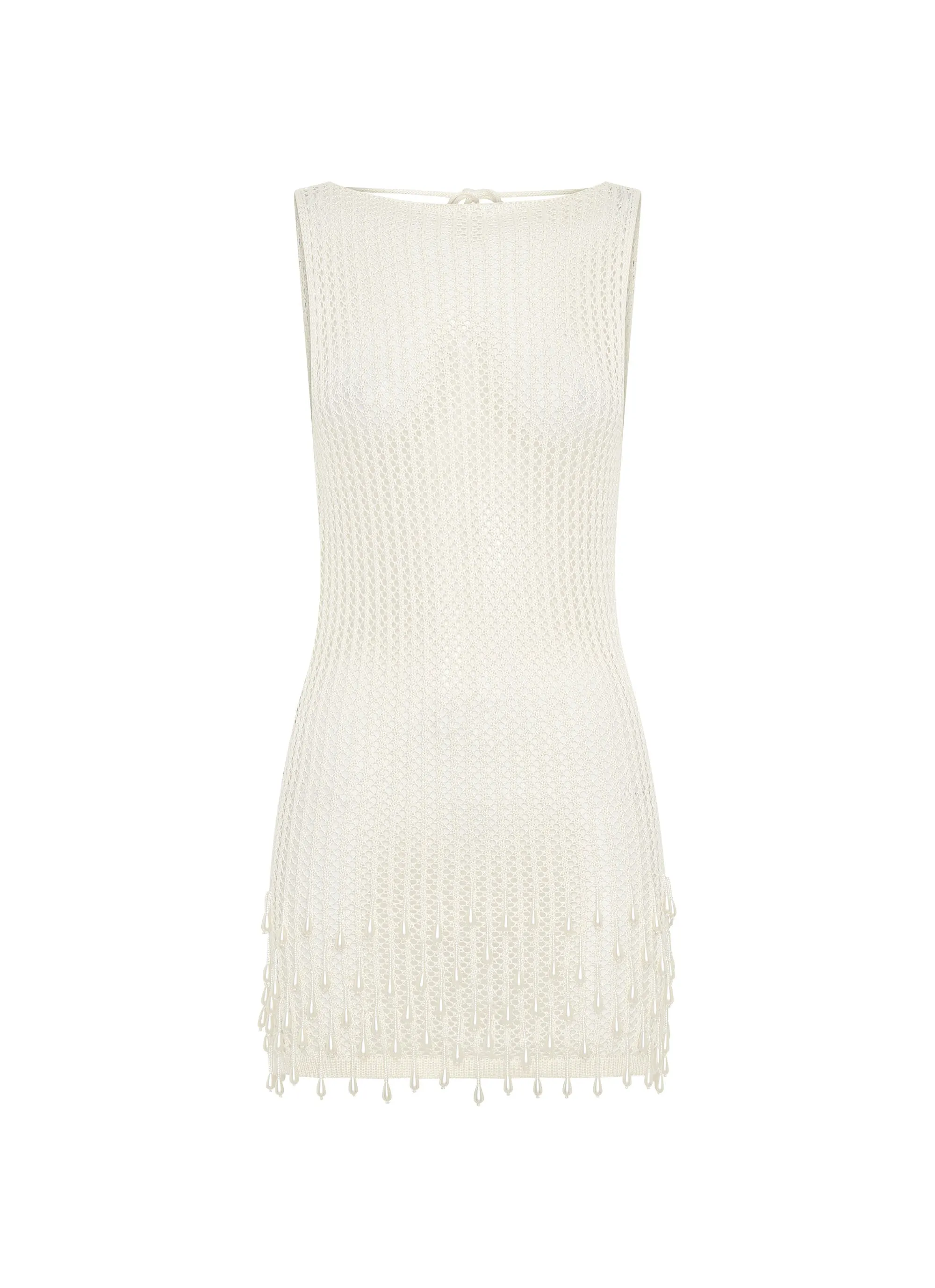 Miracle Beaded Crochet Mini Dress - Ivory