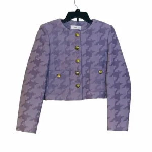 ✨MNG Size S Women's Houndstooth Purple Cropped Cotton Jacket✨