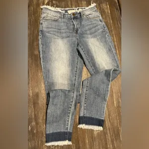 MOONRIVER jeans , frayed waist , and raw hem so 26