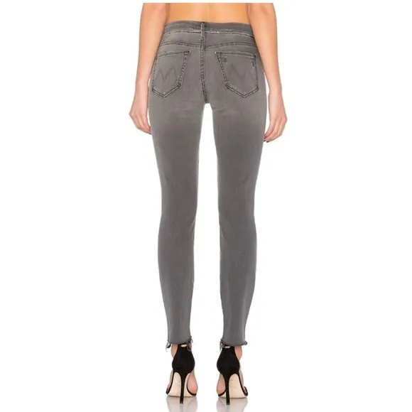 MOTHER The Looker Ankle Fray Skinny Jeans in Last Chance Saloon Gray Grey 25