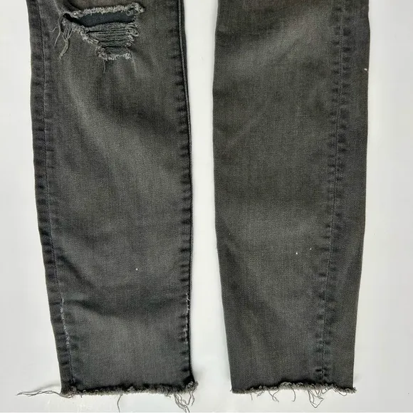 MOTHER The Looker Ankle Fray Skinny Jeans in Last Chance Saloon Gray Grey 25