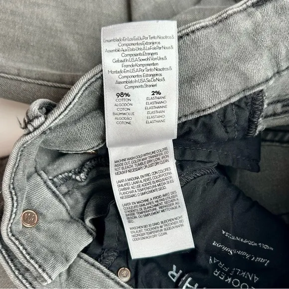 MOTHER The Looker Ankle Fray Skinny Jeans in Last Chance Saloon Gray Grey 25