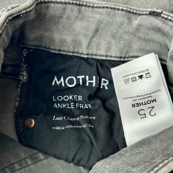 MOTHER The Looker Ankle Fray Skinny Jeans in Last Chance Saloon Gray Grey 25