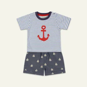 Multicoloured Anchor Print Top And Short Set