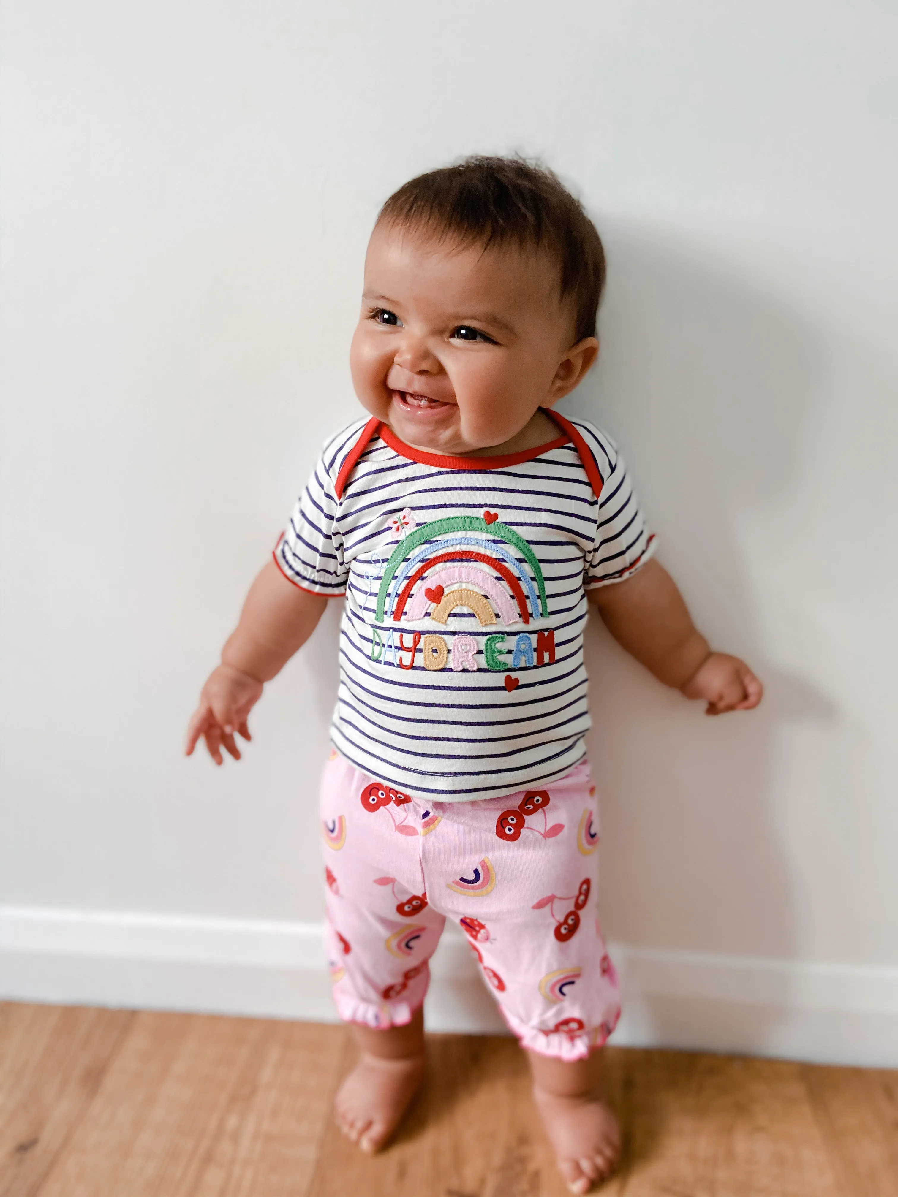 Multicoloured Stripe Print Top And Legging Set