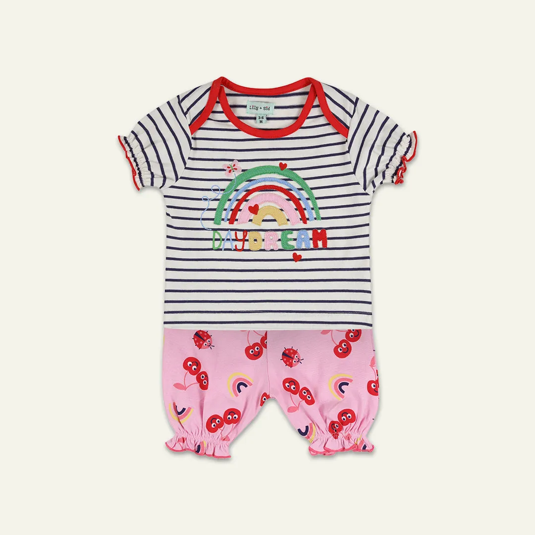 Multicoloured Stripe Print Top And Legging Set