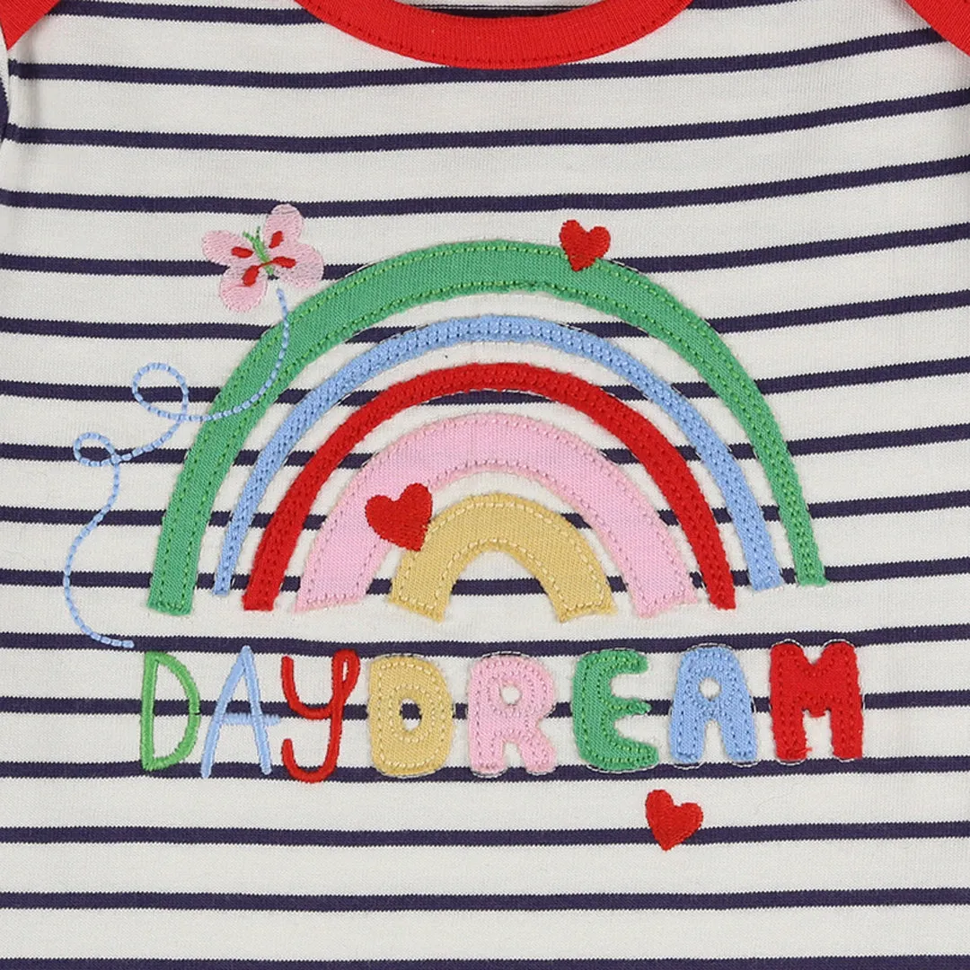 Multicoloured Stripe Print Top And Legging Set