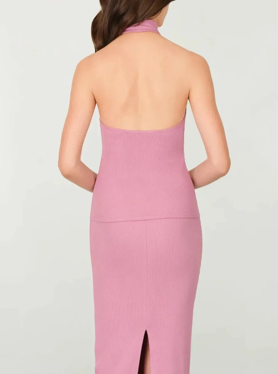 MYLES PRICE Rib Halter Neck Top
