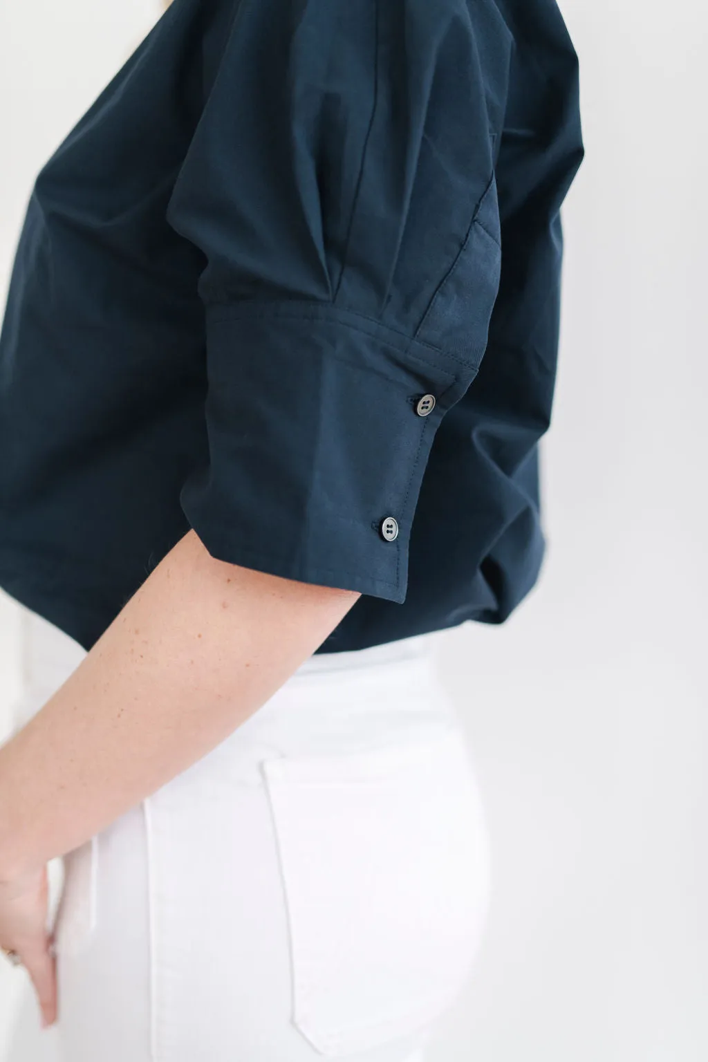 Navy Pullover Cotton Shirt - The Charlie