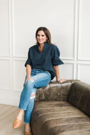 Navy Pullover Cotton Shirt - The Charlie