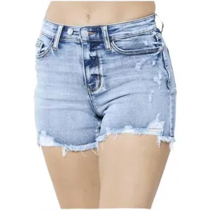 NEW JUDY BLUE high rise adjustable button cutoff shorts in medium wash