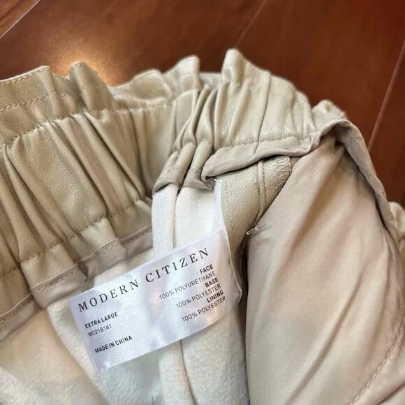 New NWOT Modern Citizen Tan Beige Shorts Faux Vegan Leather Size Extra Large