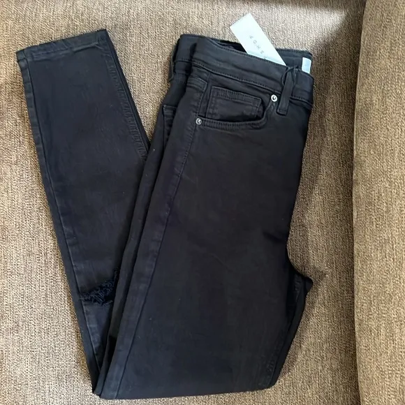 New Topshop Jamie Distressed Jeans In Black Size 28/30 US 6