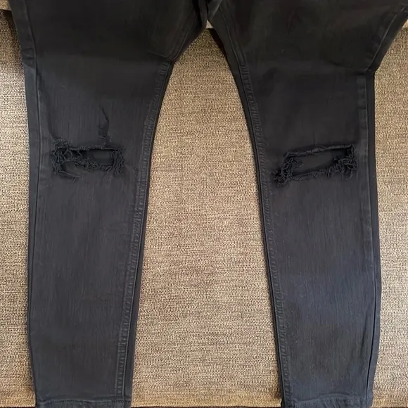 New Topshop Jamie Distressed Jeans In Black Size 28/30 US 6