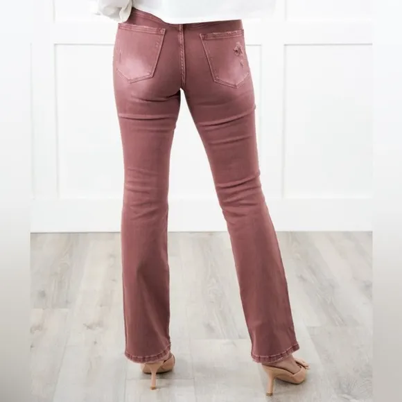 New Vervet High Rise Dark Mauve DistressedBootcut Jeans 29