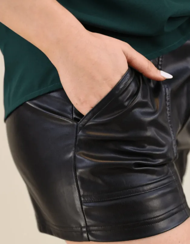 New York Minute Faux Leather Shorts