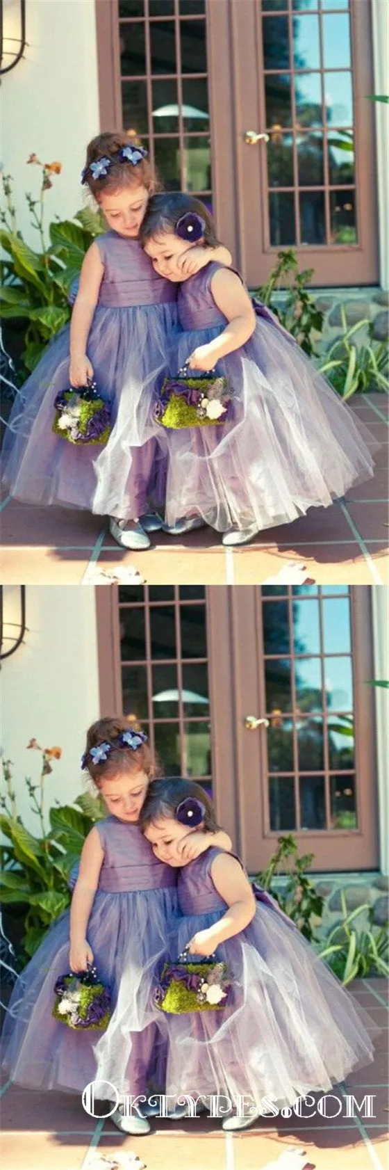 Newest Tulle Jewel 2019 Sleeveless Floor-length Flower Girl Dresses, TYP1958