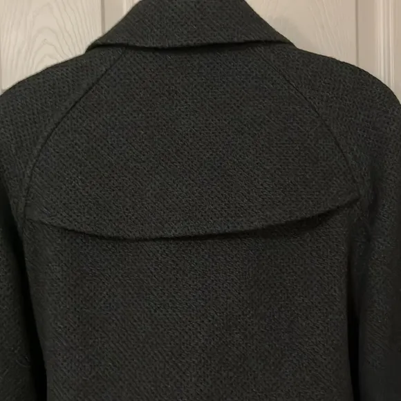 Nine West Charcoal Gray Black Tweed 3/4 Sleeve Double Breasted Jacket Blazer 2