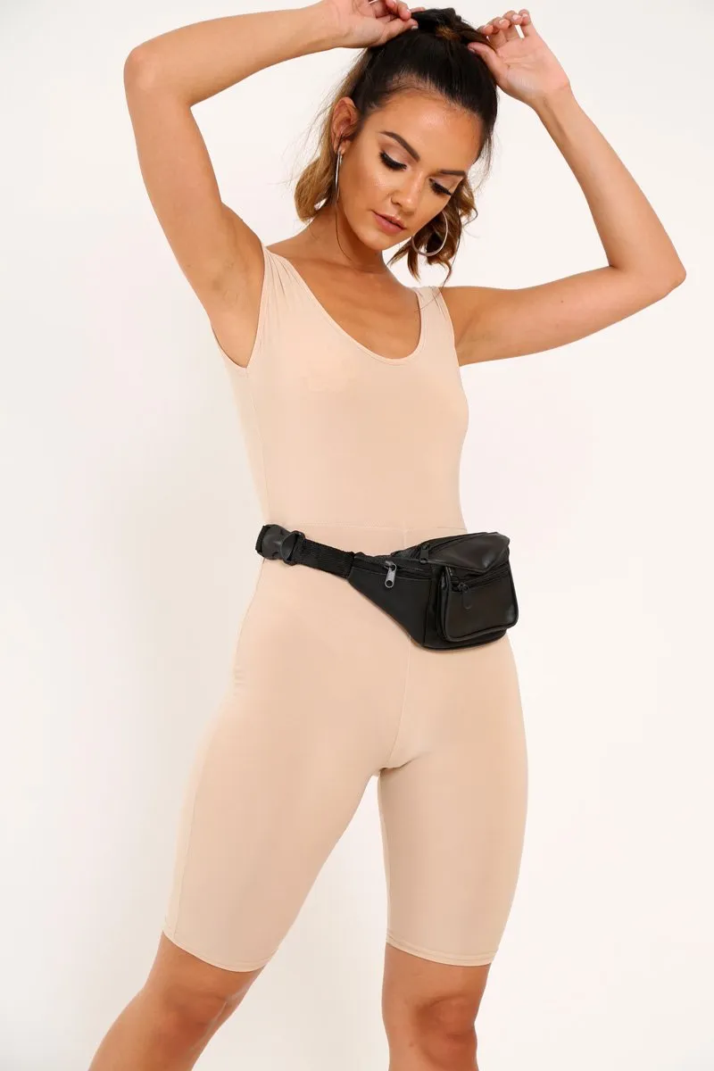 Nude Bodycon Scoop Neck Unitard - Idalie